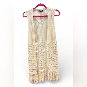 Freshman Ivory Crochet  Vest NWOT